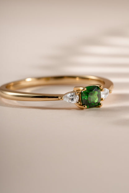 Emerald Cushion Ring