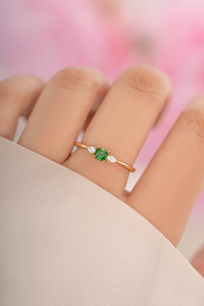 Emerald Cushion Ring