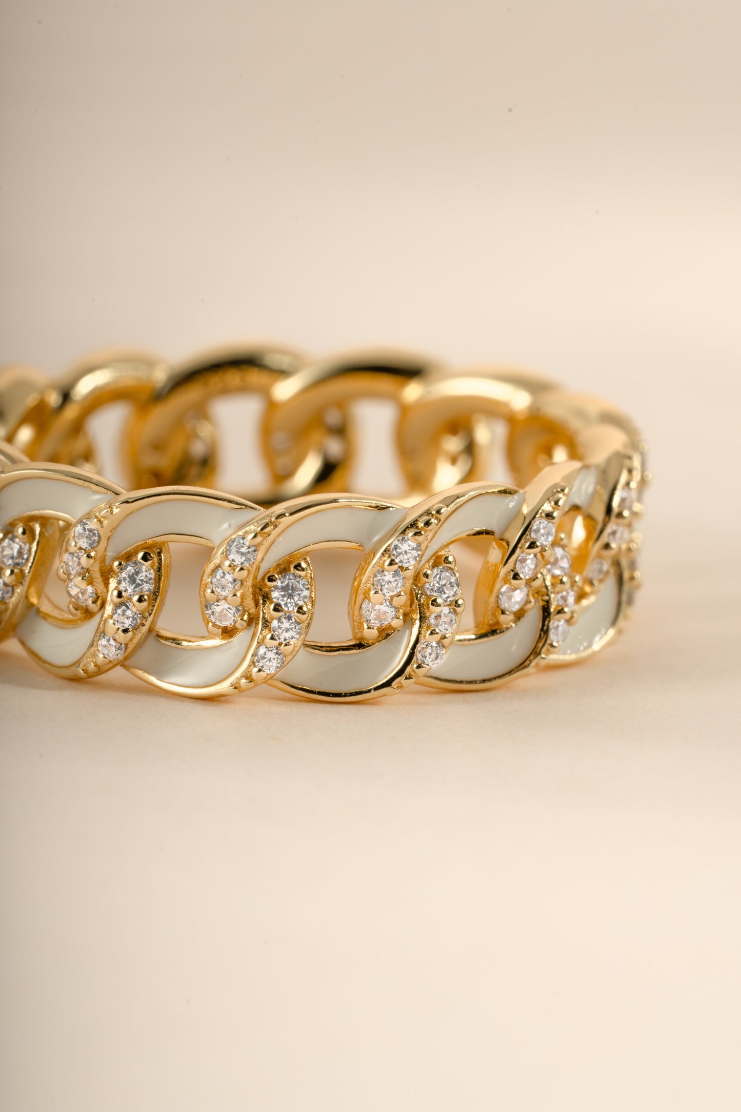 White Enamel Chain Ring