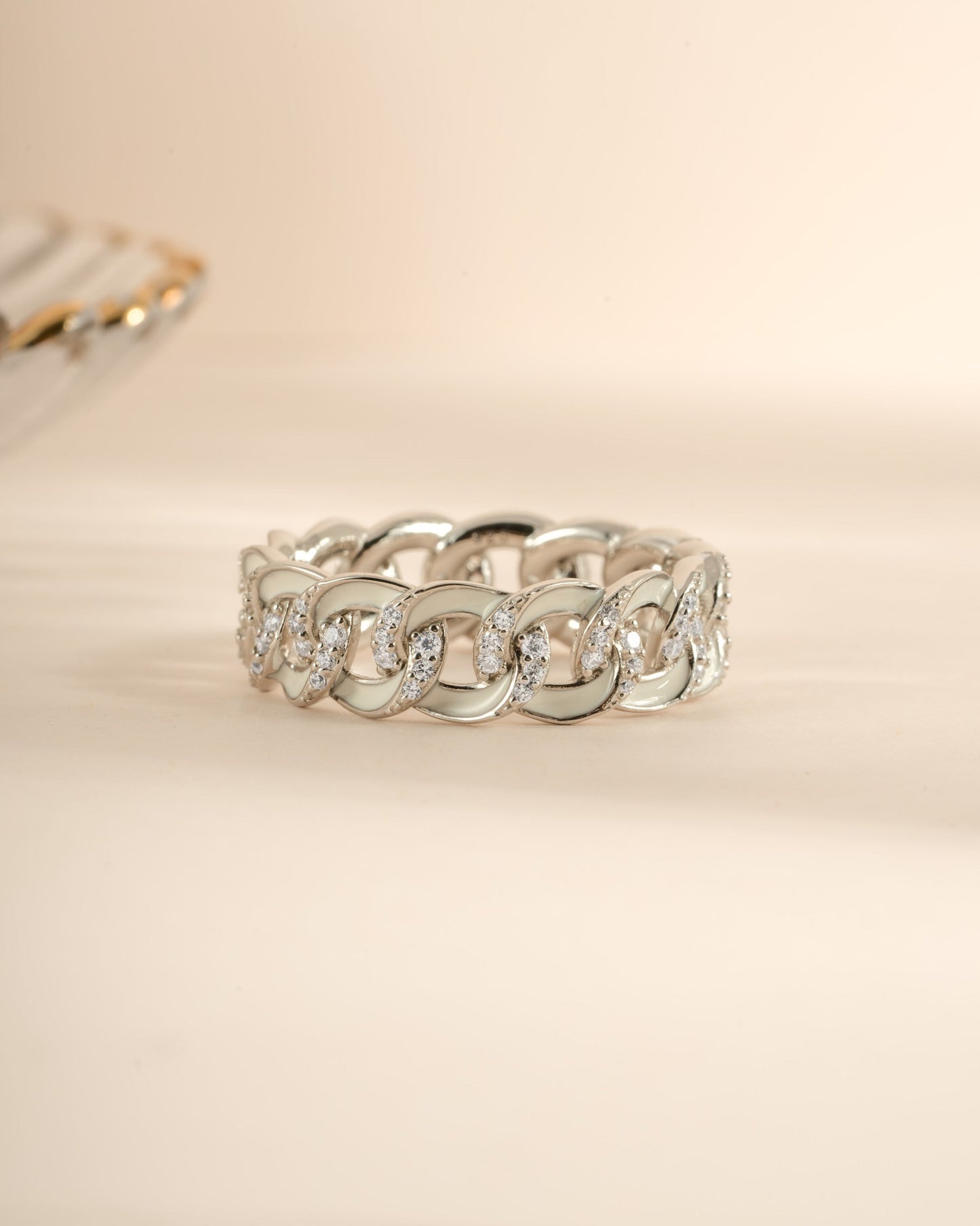 White Enamel Chain Ring