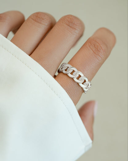White Enamel Chain Ring