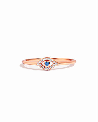 Tiny Blue Evil Eye Ring