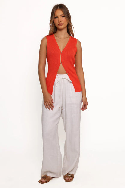 Parma Knit Vest Top - Blood Orange