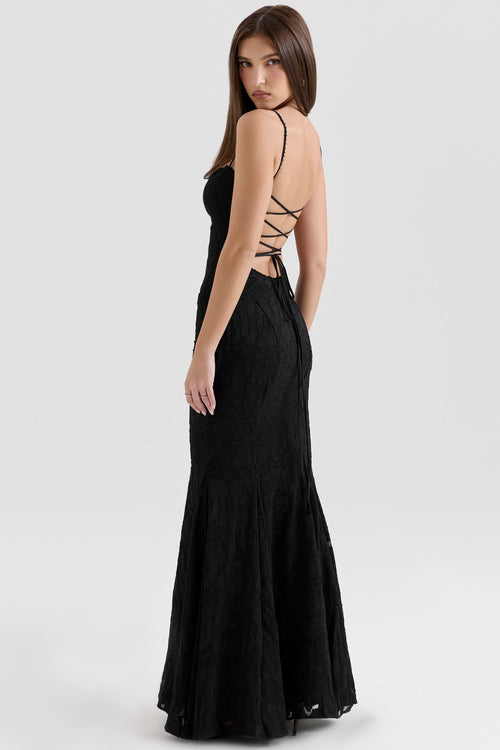 black lace maxi dress
