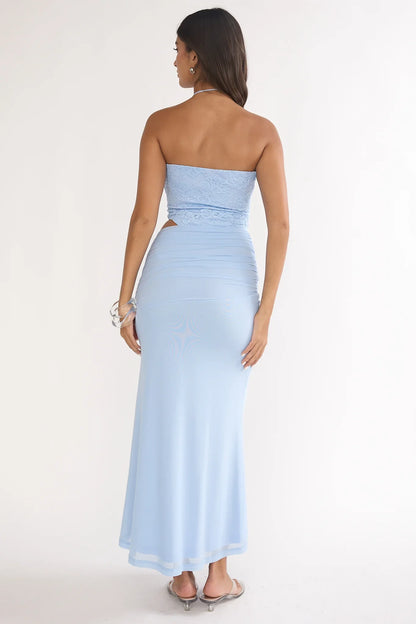 Truths Cut-Out Waist Ruched Maxi Dress Blue