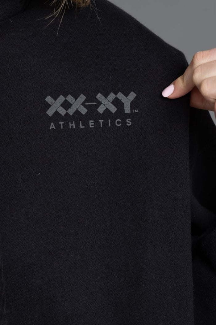 Black sweatshirt with 'XX-XY Athletics' logo on the back || Black - Back Graphic