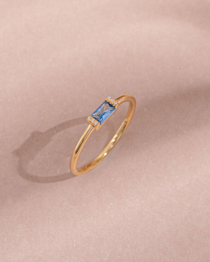 Aquamarine Simple Baguette Ring