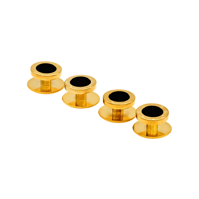 Gold Onyx Rnd Screw Shirt Stud