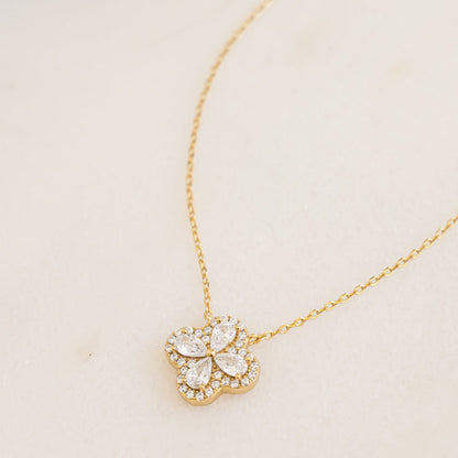 Pear Four Leaf Clover Necklace