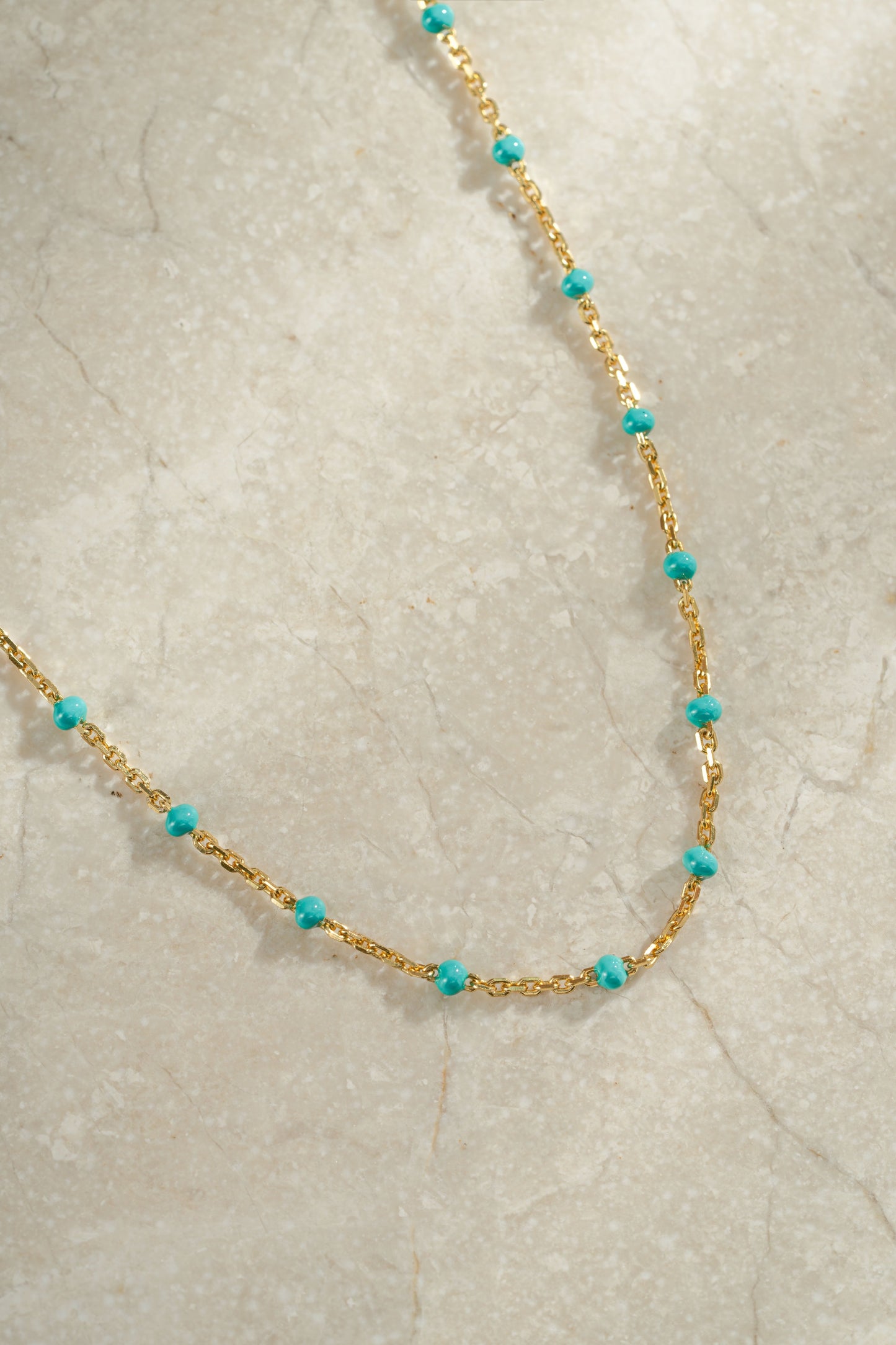 Turquoise Enamel Beaded Necklace