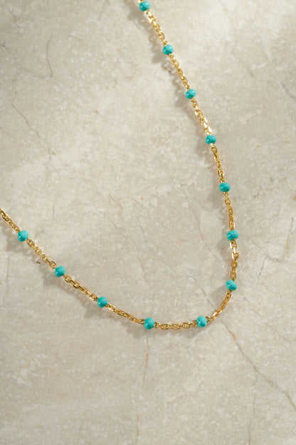 Turquoise Enamel Beaded Necklace