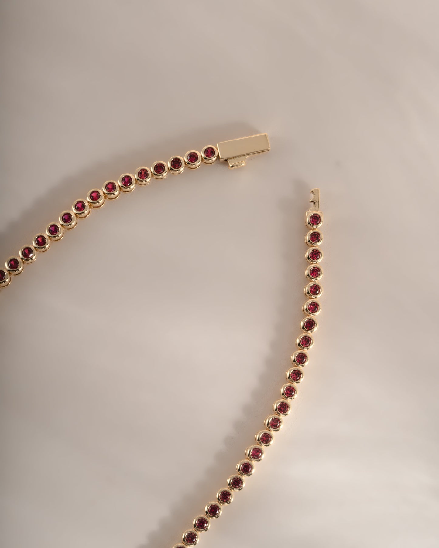 Ruby Bezel Tennis Necklace