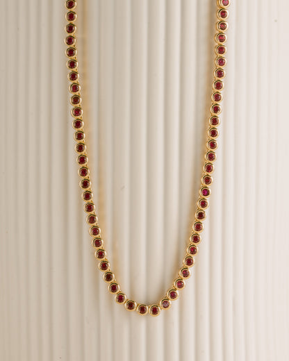 Ruby Bezel Tennis Necklace