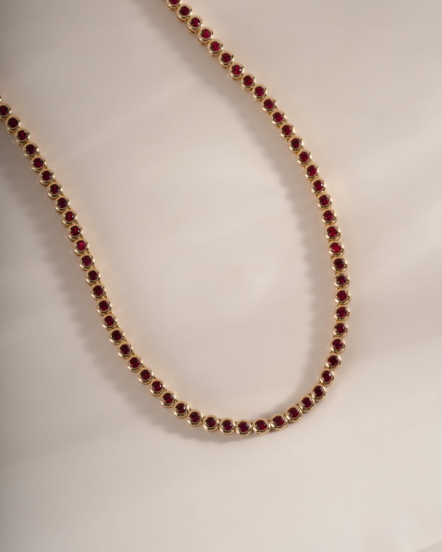 Ruby Bezel Tennis Necklace