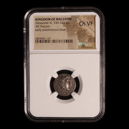 Greek World, Macedon, Alexander the Great, AR Drachm (Posthumous Issue) - c. 323 to 300 BCE - NGC Certified