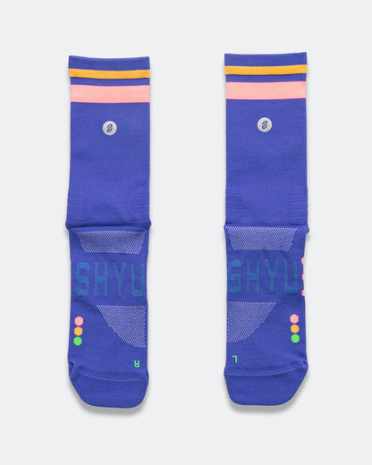 Half Crew Racing Socks - Blue/Blush-Apricot