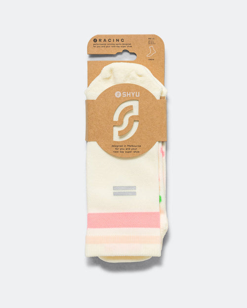 Half Crew Racing Socks - Cream/Blush-Peach