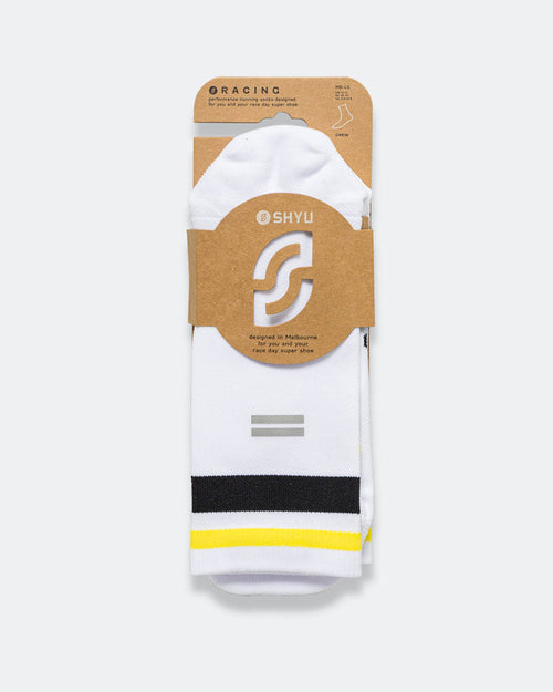 Half Crew Racing Socks - White/Black-Honey