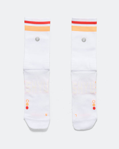 Half Crew Racing Socks - White/Tangerine-Red