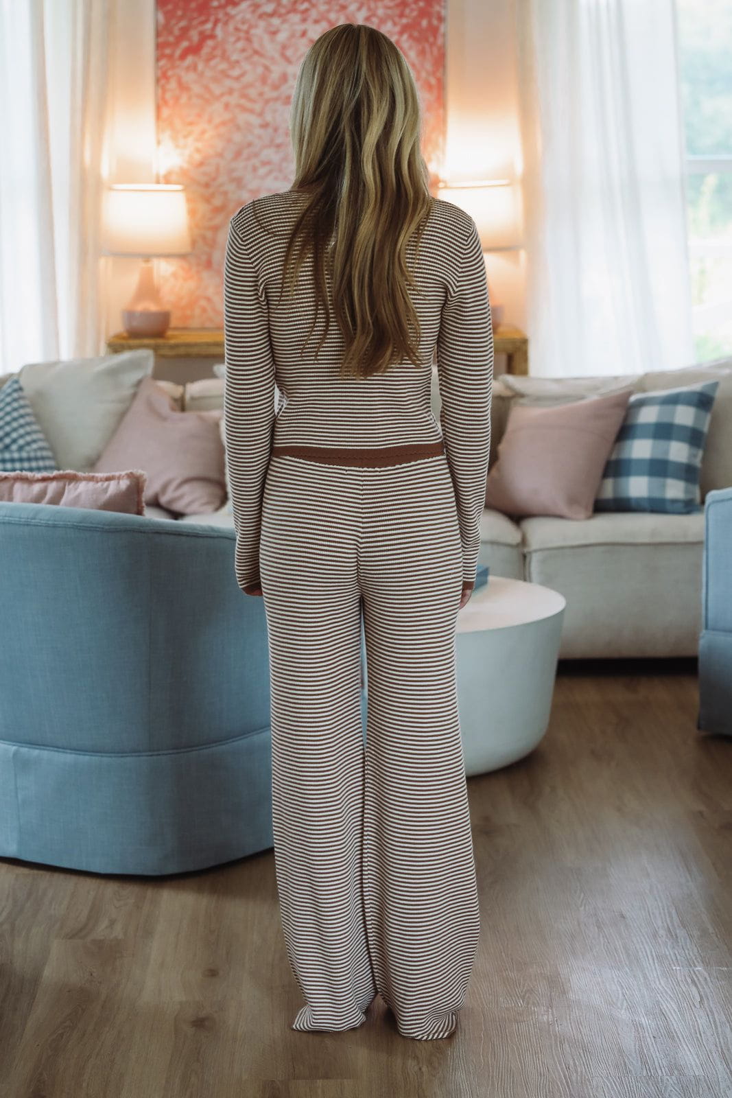 Honestly Striped Sweater Top - Mocha and Cream