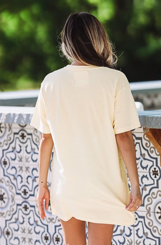 Coors Banquet Graphic Tee / T-shirt Dress - Muted Yellow