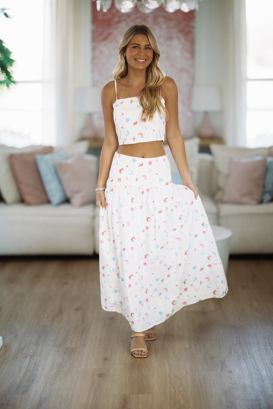 Nalu Dreams Maxi Skirt - Off White, Blue, Red and Yellow