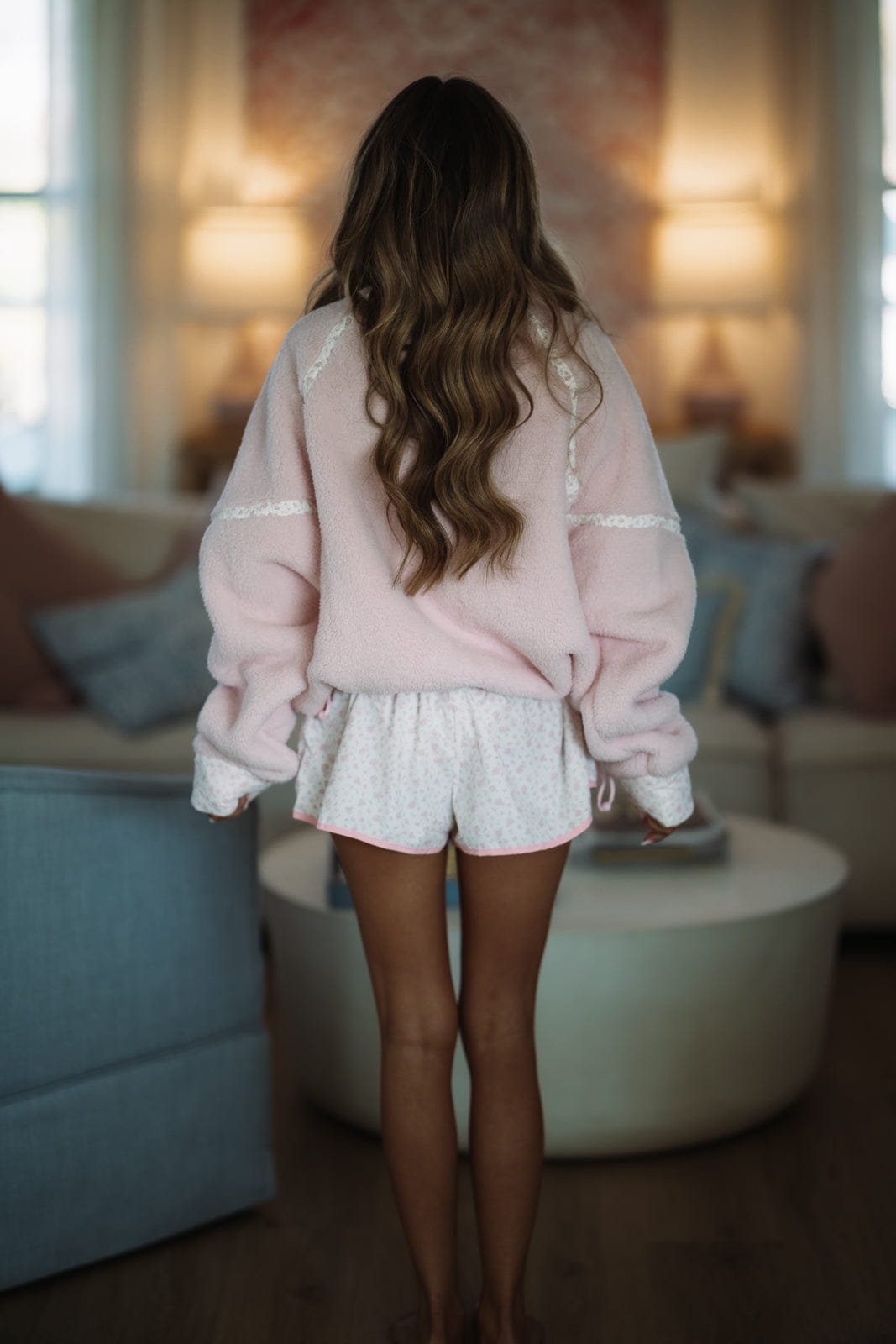 Going To Lounge Pullover and Short Set - Baby Pink