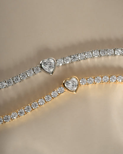 Heart Charm Tennis Bracelet