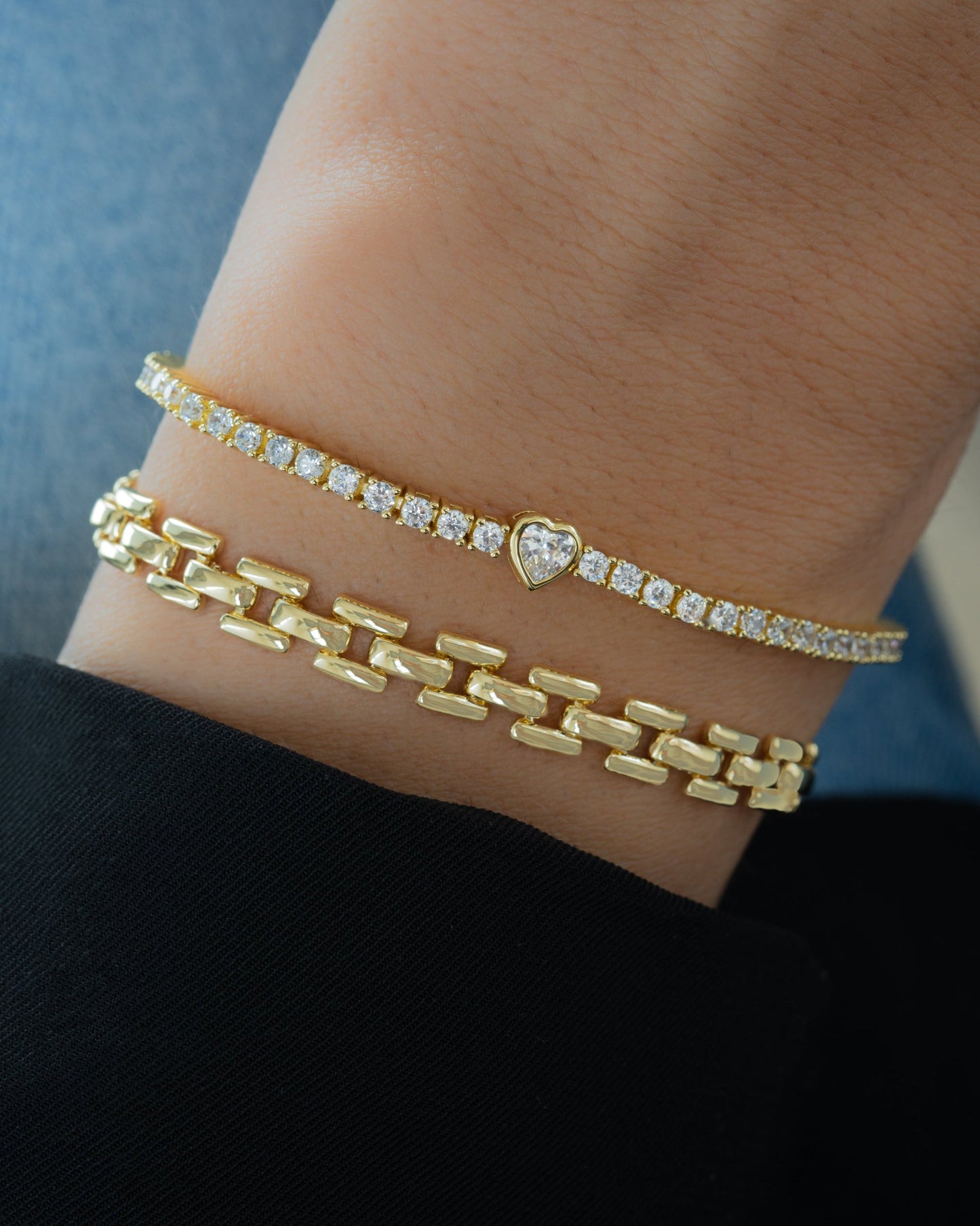 Heart Charm Tennis Bracelet
