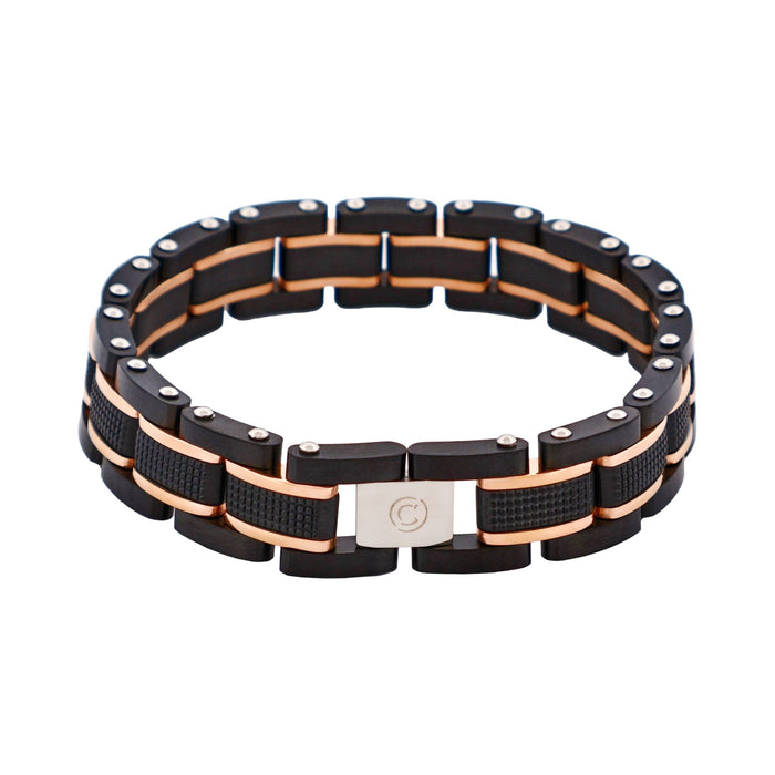 Ion Plated Black & Rose Gold Stainless Steel Bracelet