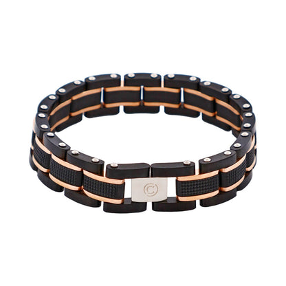 Ion Plated Black & Rose Gold Stainless Steel Bracelet