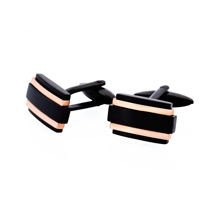 Ion Plated Black Rose Gold Steel Cufflinks