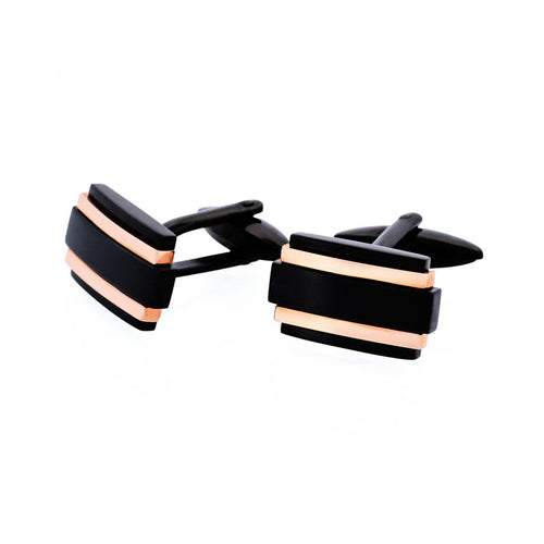 Ion Plated Black Rose Gold Steel Cufflinks