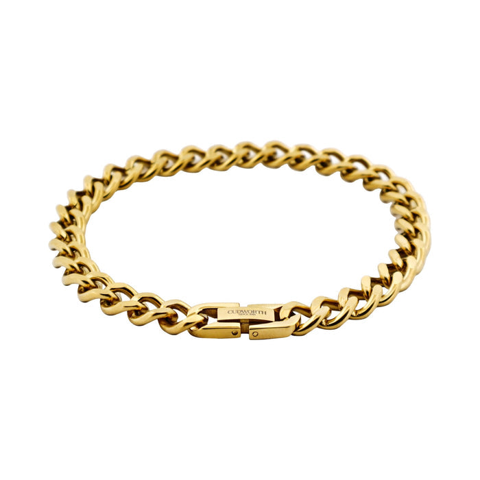 Ion Plated Polished 14k Gold Stainless Steel Classic Curb-Link Chain Bracelet