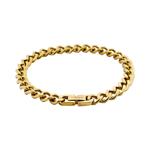 Ion Plated Polished 14k Gold Stainless Steel Classic Curb-Link Chain Bracelet