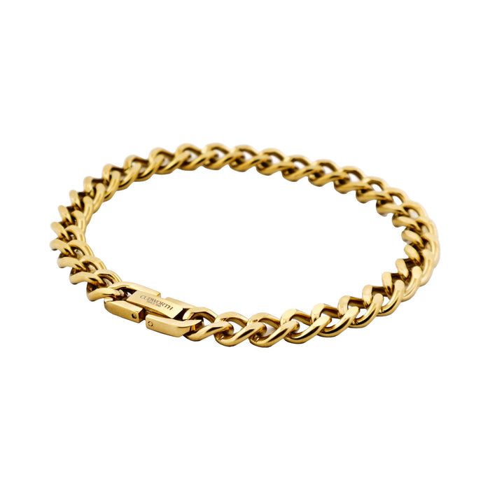 Ion Plated Polished 14k Gold Stainless Steel Classic Curb-Link Chain Bracelet