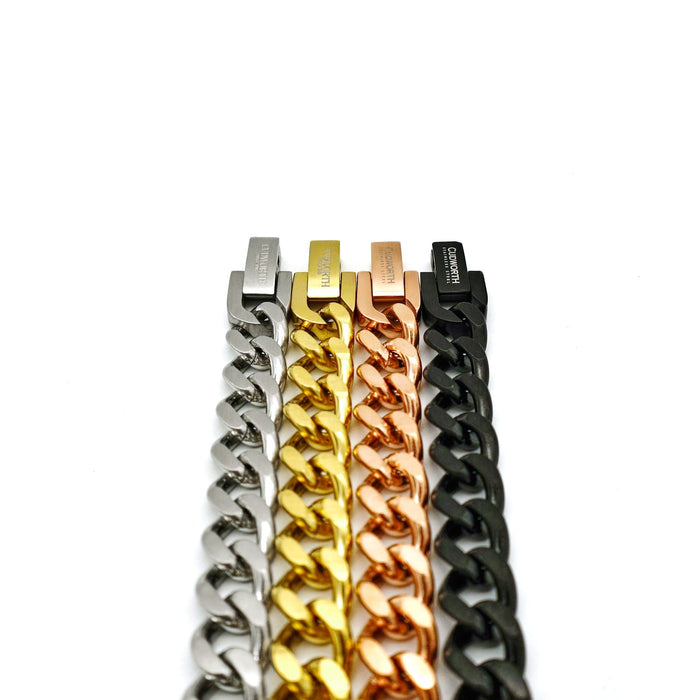 Ion Plated Polished 14k Gold Stainless Steel Classic Curb-Link Chain Bracelet