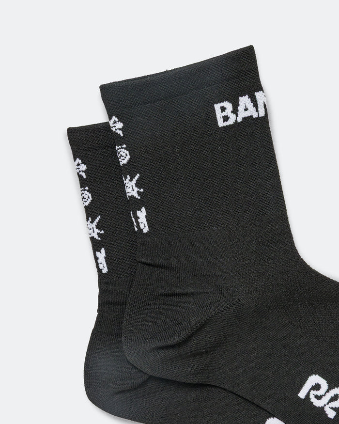 Lite Run Spring Motif Quarter Socks 2 Pack - Black/White