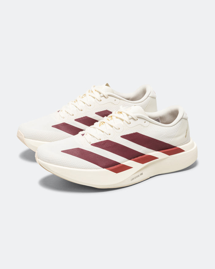 Mens Adizero Evo SL Woven - Off White/Maroon-Mystery Red