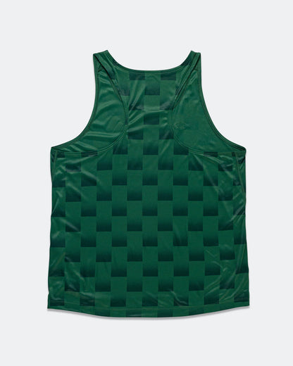 Mens Adizero NYC Singlet - Collegiate Green/Aurora Ivy