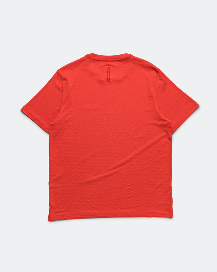 Mens Micromesh Short Sleeve Run Tee - Poppy