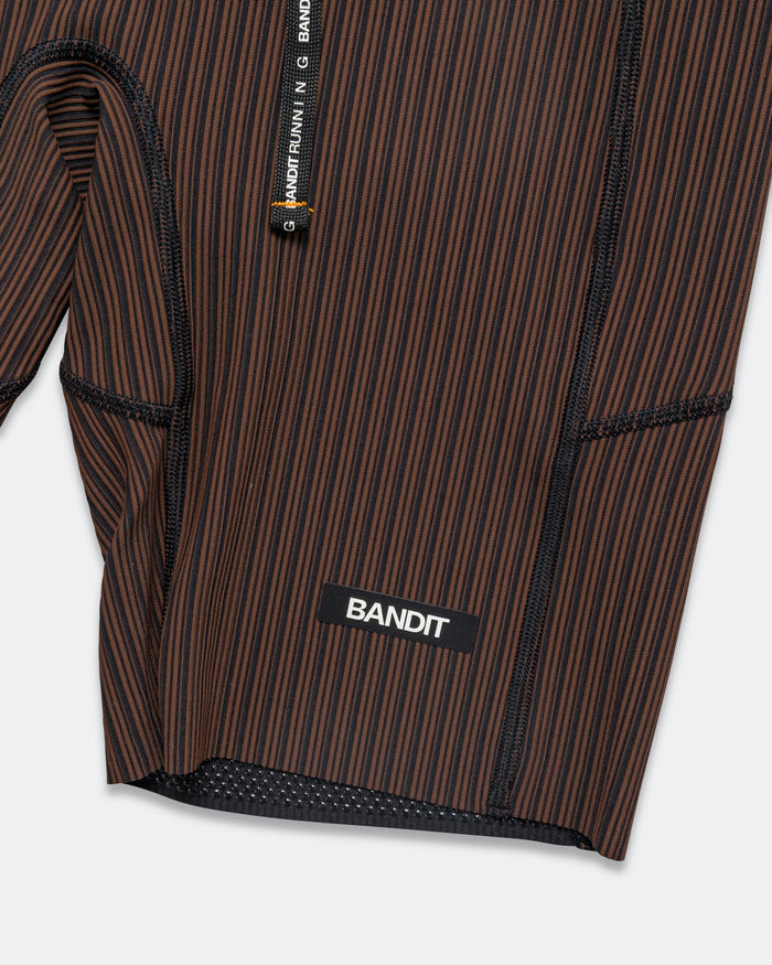 Mens Striped Cadence 7 Pocket Lined Half Tights - Cacao/Black