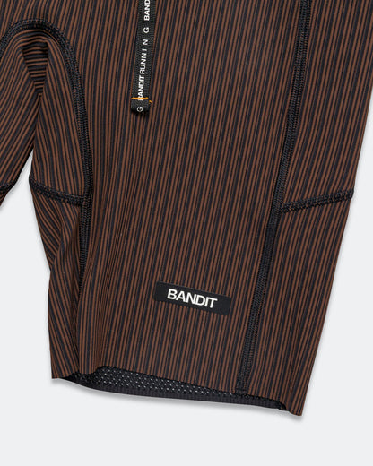 Mens Striped Cadence 7 Pocket Lined Half Tights - Cacao/Black