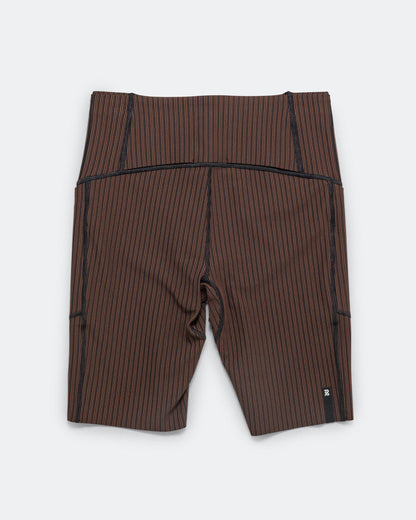 Mens Striped Cadence 7 Pocket Lined Half Tights - Cacao/Black