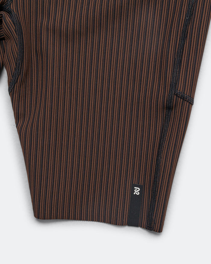 Mens Striped Cadence 7 Pocket Lined Half Tights - Cacao/Black