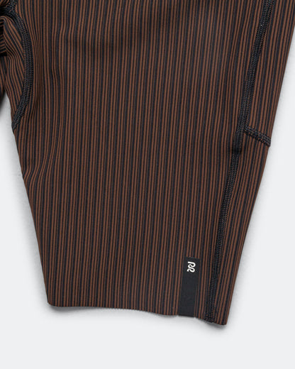 Mens Striped Cadence 7 Pocket Lined Half Tights - Cacao/Black
