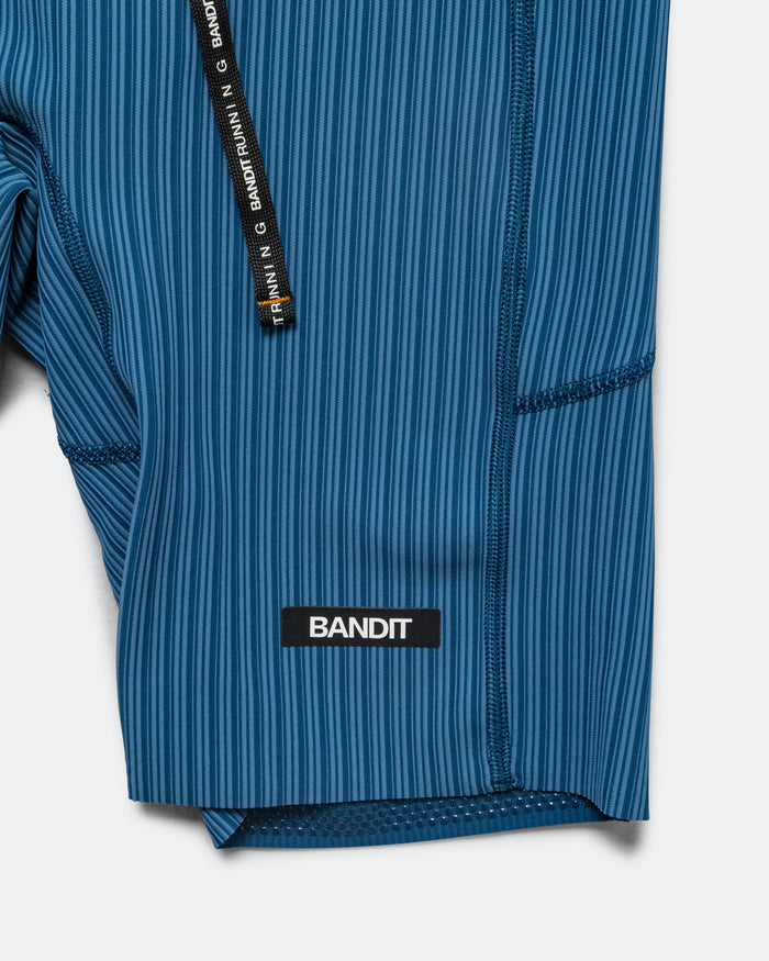 Mens Striped Cadence 7 Pocket Lined Half Tights - Ink Blue/Aegean