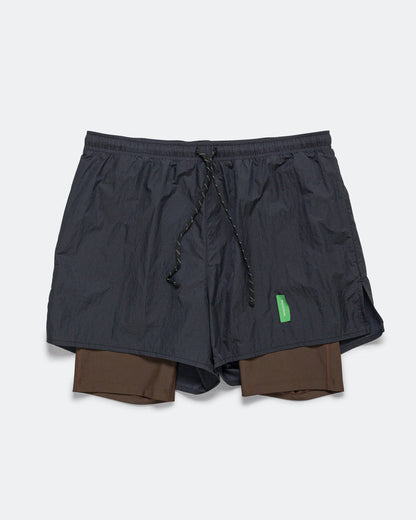 Mens Ultralight Nylon Trail Shorts - Deep Brown/Black