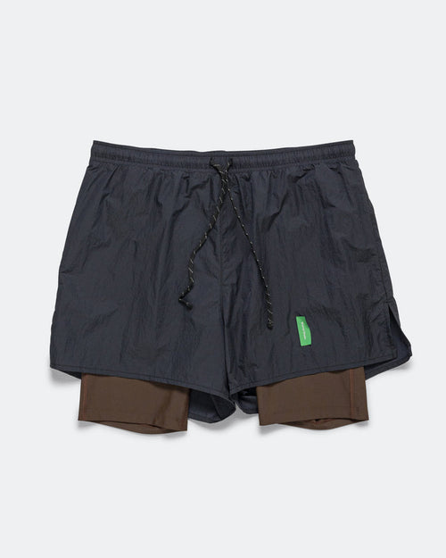 Mens Ultralight Nylon Trail Shorts - Deep Brown/Black