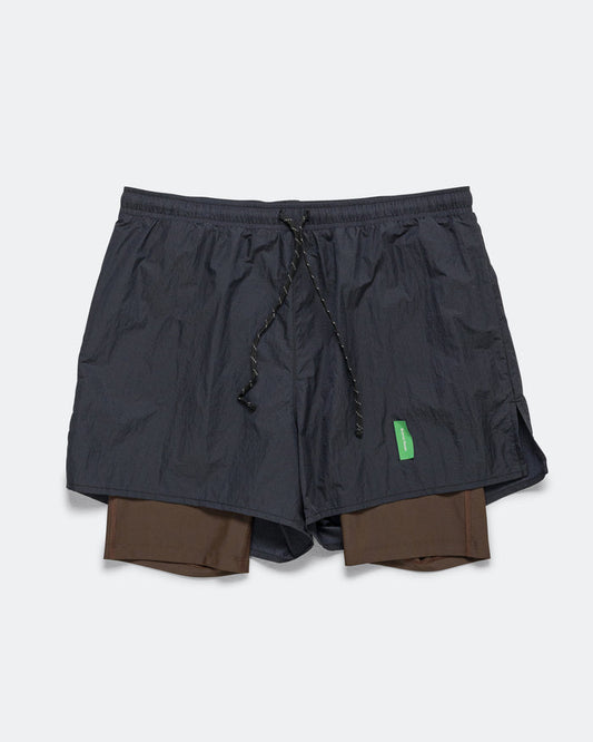 Mens Ultralight Nylon Trail Shorts - Deep Brown/Black